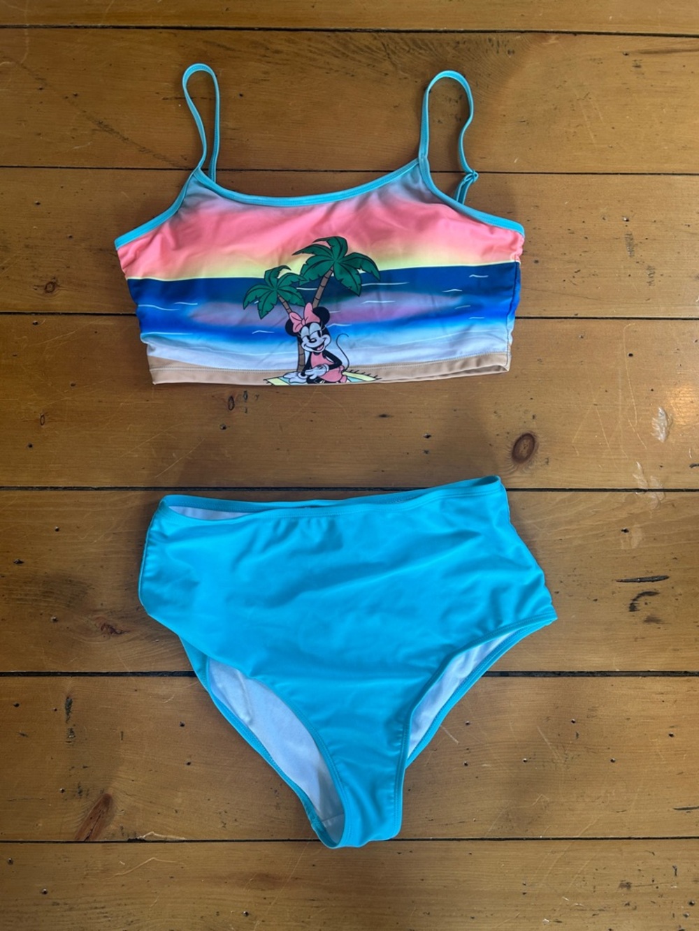 Disney Women’s Two-Piece Minnie Tropical Bikini - Blue & Multicolor